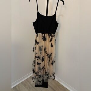 Elegant Black and Cream Butterfly Dress